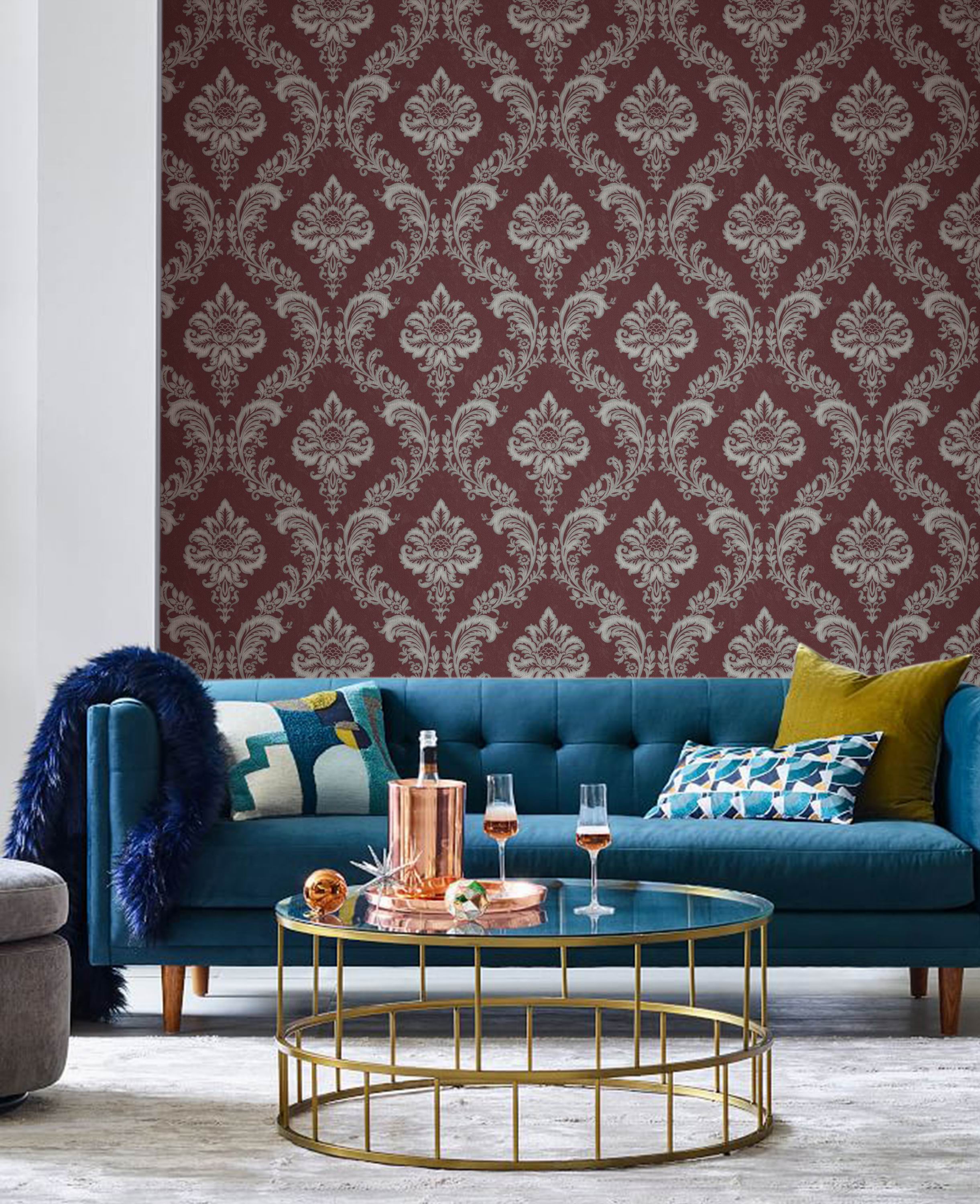 China Damask Pattern Nonwoven Wallpaper for Living Room
