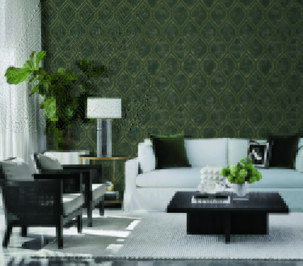 Luxury Rhombic Embossed Nonwoven Foil Wallpaper for Bedroom
