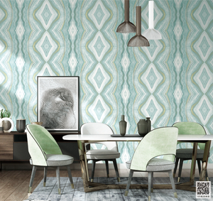 Green Modern Geometry Fashion PVC Wallpaper for Hotel
